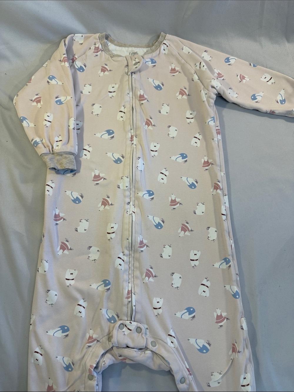 NEST Pale Pink Polar Bear & Penguin Zip-Front Sleep Sack